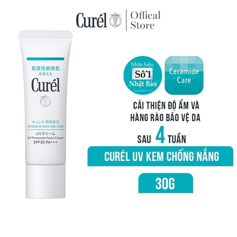 Kem Chống Nắng Curél Intensive Moisture Care UV Facial Cream SPF30 PA+++ Da Mặt Khô Nhạy Cảm 30g