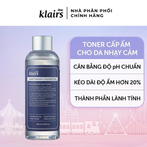Nước Hoa Hồng Không Mùi Dear Klairs Dưỡng Ẩm Da Và Làm Mềm Da Supple Preparation Unscented 180ml