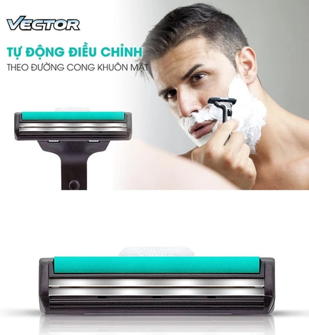 Dao Cạo Râu Gillette Vector Hai Lưỡi Kép (1 Cán + 1 Lưỡi)