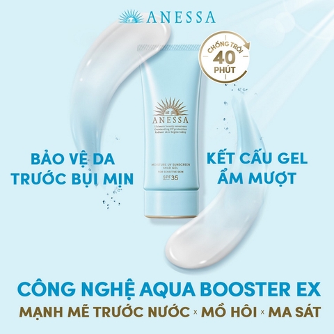 Gel Chống Nắng Anessa Moisture UV Sunscreen Mild Dịu Nhẹ Cho Da Nhạy Cảm & Trẻ Em SPF35 PA+++