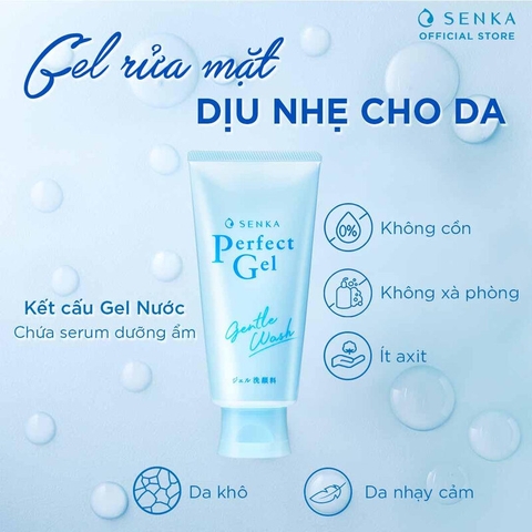 Gel Rửa Mặt Senka Perfect Gentle Wash Dịu Nhẹ 100g