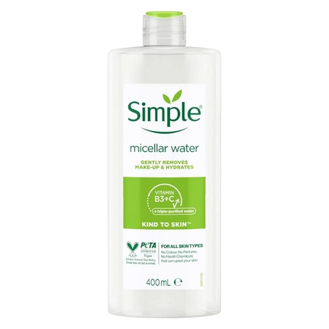 Nước Tẩy Trang Simple Micellar Cleansing Water Làm Sạch và Cấp Ẩm Cho Da