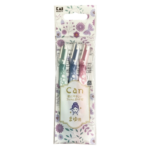 Set 3 Dạo Cạo Lông Mày KAI Lưỡi Đơn Thân Nhựa CBM-3P