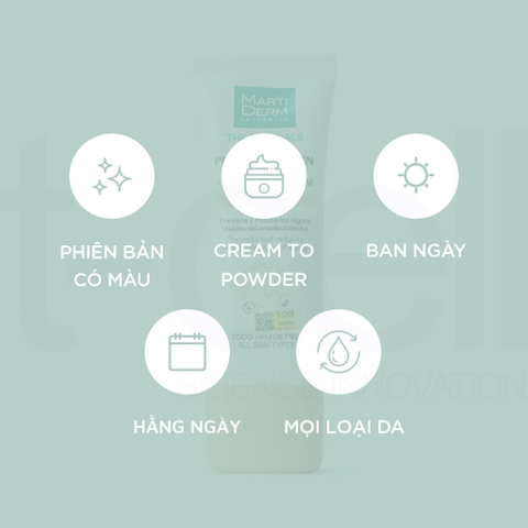 Kem Chống Nắng Làm Đều Màu Da Martiderm The Originals Proteos Screen SPF50+ Color Fluid Cream Light 40ml