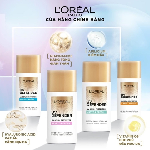 Kem Chống Nắng L'Oreal Paris UV Defender Serum Invisible Fluid X20 Thoáng Da Mỏng Nhẹ 50ml