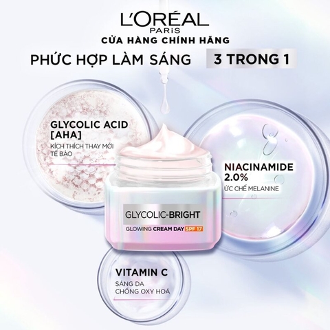 Kem Dưỡng L'Oreal Paris Sáng Da Ban Đêm Glycolic Bright Glowing Cream