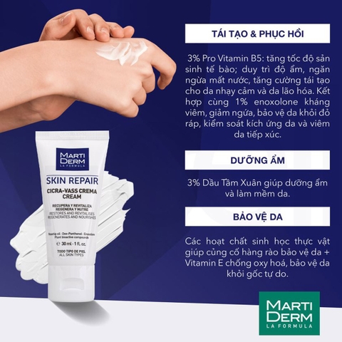 Kem Dưỡng MartiDerm Skin Repair Cicra-Vass Crema Cream Tái Tạo & Phục Hồi Da Nhạy Cảm