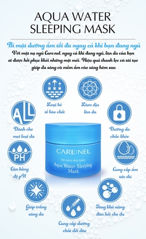 Mặt Nạ Ngủ Care:Nel Aqua Night Mask Dưỡng Ẩm Săn Chắc Da Cho Mặt 15ml