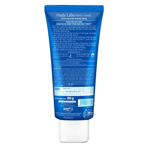 Kem Rửa Mặt Hada Labo Sạch Sâu, Dưỡng Sáng Da 80g