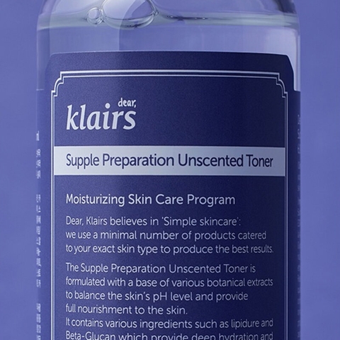 Nước Hoa Hồng Không Mùi Dear Klairs Dưỡng Ẩm Da Và Làm Mềm Da Supple Preparation Unscented 180ml
