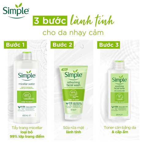 Nước Cân Bằng Simple Soothing Facial Toner Không Chứa Cồn Giúp Làm Dịu Da 200ml