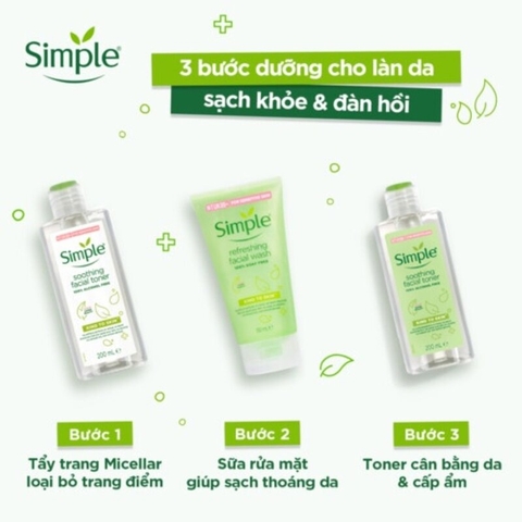 Nước Tẩy Trang Simple Micellar Cleansing Water Làm Sạch và Cấp Ẩm Cho Da