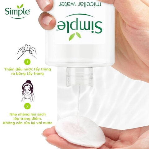 Nước Tẩy Trang Simple Micellar Cleansing Water Làm Sạch và Cấp Ẩm Cho Da