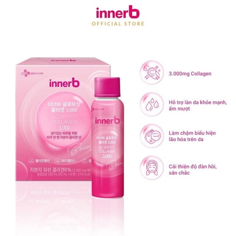Nước Uống Innerb Glowshot Collagen Căng Mịn Sáng Da 300ml (50ml x 6 Chai)