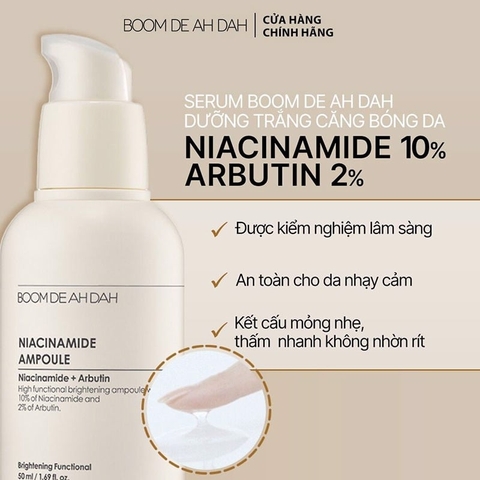 Tinh Chất Boom De Ah Dah Dưỡng Sáng Căng Bóng Da (Niacinamide + Arbutin) 50ml