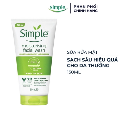 Sữa Rửa Mặt Simple Moisturising Facial Wash Dành Cho Da Khô và Da Nhạy Cảm 150ml