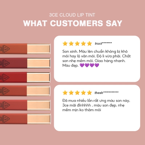 Son Kem Lì 3CE Mịn Màng Như Nhung Velvet Lip Tint 4g