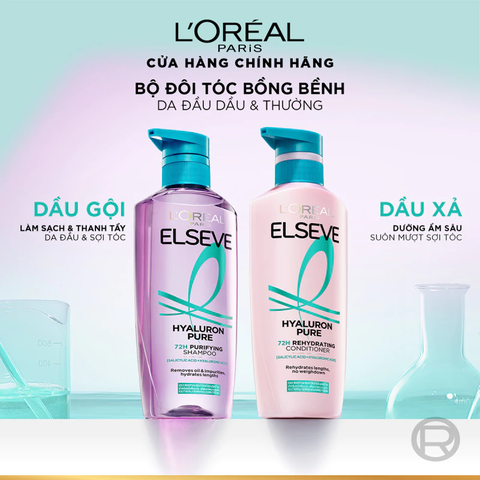 Dầu Xả L'Oreal Paris Eleve Hyaluron Moisture 72h Giúp Tóc Trông Bồng Bềnh Và Mềm Mượt 265ml