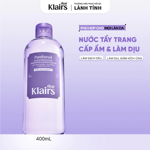 Nước Tẩy Trang Dear Klairs Supple Preparation Unscented Cleansing Water 400ml