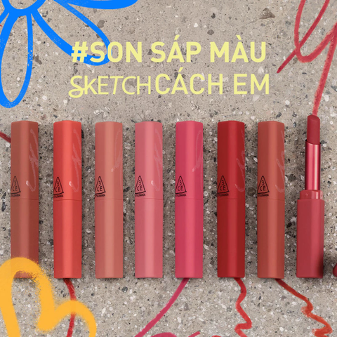 Son Sáp Màu Mịn Lì 3CE Sketch Stick 2g