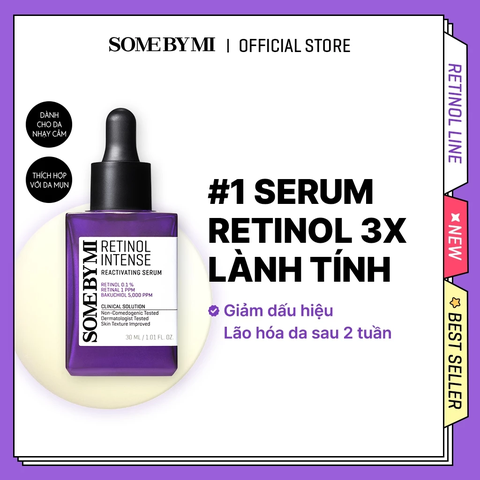 Tinh Chất Retinol Some By Mi Intense Reactivating Serum Giúp Da Căng Bóng, Cải Thiện Mụn 30ml