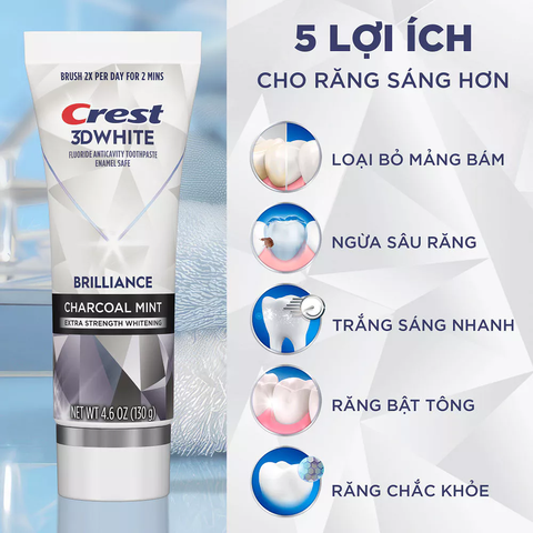 Kem Đánh Trắng Răng Crest 3D White Brilliance 130g