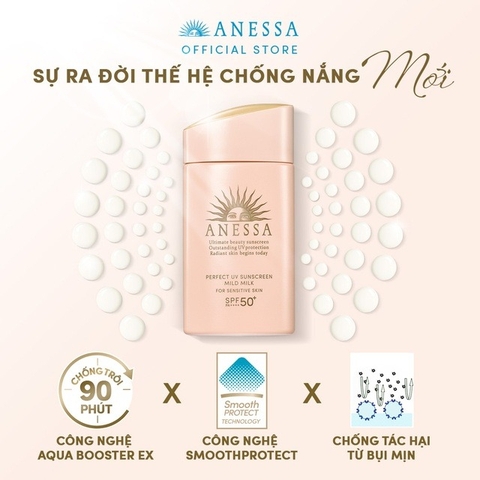Sữa Chống Nắng Anessa Cho Da Nhạy Cảm Perfect UV Mild Milk SPF50+/PA++++ 60ml