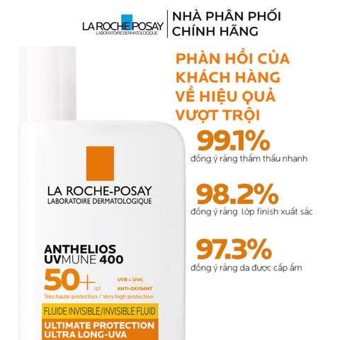 Sữa Chống Nắng La Roche-Posay Mỏng Nhẹ Bảo Vệ Da Tối Ưu Anthelios UVMune 400 SPF50+ 50ml