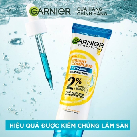 Sữa Rửa Mặt Ngăn Ngừa Mụn Garnier Skin Naturals Bright Complete Anti-Acne Cleansing Foam