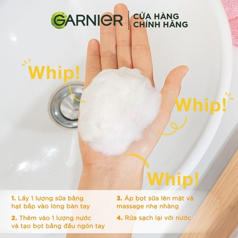 Sữa Rửa Mặt Dạng Bọt Garnier Light Complete Speed Brightening Whip Foam