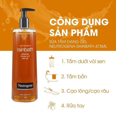 Sữa Tắm Neutrogena Rainbath Refreshing Shower & Bath Gel Tươi Mát Và Mịn Màng 473ml