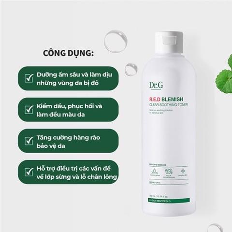 Nước Cân Bằng Dr.G R.E.D Blemish Clear Soothing Toner Giúp Dưỡng Ẩm Và Làm Dịu Da Mẩn Đỏ
