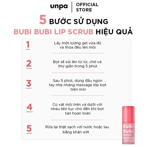 Tẩy Tế Bào Chết Môi Unpa Bubi Bubi Bubble Dạng Sủi Bọt 10ml