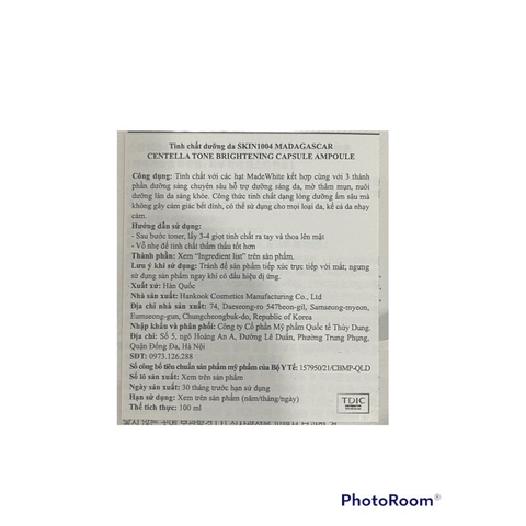 Serum Skin1004 Tone Brightening Capsule Ampoule Rau Má Dưỡng Sáng & Làm Dịu Da 30ml