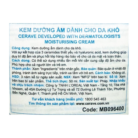 Kem Dưỡng CeraVe Cho Da Khô Đến Rất Khô