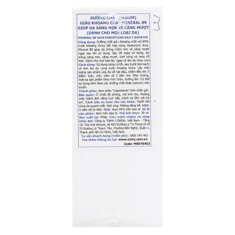 Serum Vichy Mineral 89 Khoáng Phục Hồi Chuyên Sâu