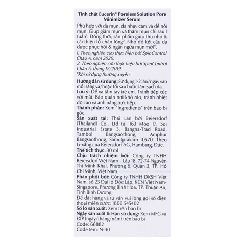 Serum Eucerin Giúp Giảm Mụn, Thu Nhỏ Lỗ Chân Lông 30ml