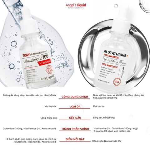 Serum Angel's Liquid 7Day Whitening Program Glutathione 700 V-Ample Dưỡng Trắng Da 30ml