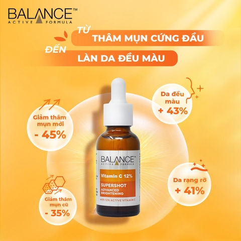 Tinh Chất Balance Active Formula Làm Sáng Da Vitamin C 12% Supershot 30ml