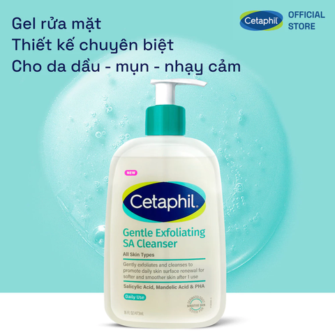 Gel Rửa Mặt Cetaphil Gentle Exfoliating SA Cleanser Sạch Sâu, Tẩy Tế Bào Chết Dịu Nhẹ