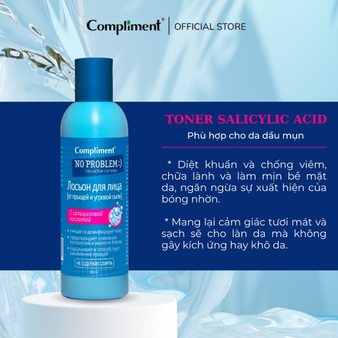 Nước Hoa Hồng Compliment No Problem Cấp Ẩm, Kiềm Dầu, Mờ Thâm 200ml