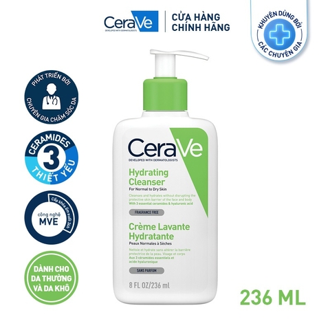Sữa Rửa Mặt CeraVe  Giúp Làm Sạch Và Cấp Ẩm Dành Cho Các Loại Da