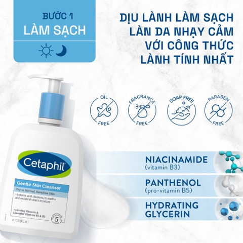 Sữa Rửa Mặt Cetaphil Dịu Lành Cho Da Nhạy Cảm (Mới) - Không Bọt