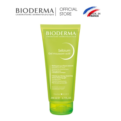 Gel Rửa Mặt Làm Sạch Sâu Và Giảm Mụn Bioderma Sébium Gel Moussant Actif 200ml