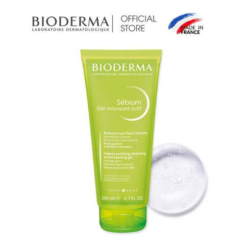 Gel Rửa Mặt Làm Sạch Sâu Và Giảm Mụn Bioderma Sébium Gel Moussant Actif 200ml