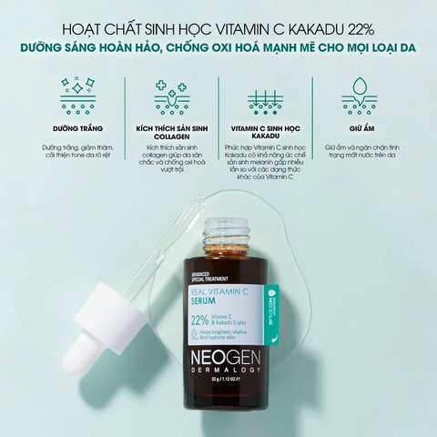 Serum Dưỡng Trắng Mờ Thâm 460x Vitamin C Sinh Học Kakadu 22% Neogen Dermalogy 32g