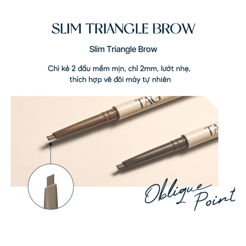 Chì Kẻ Chân Mày Mềm Mịn Lâu Trôi Kháng Nước TAG Slim Brow Pencil 0.06g