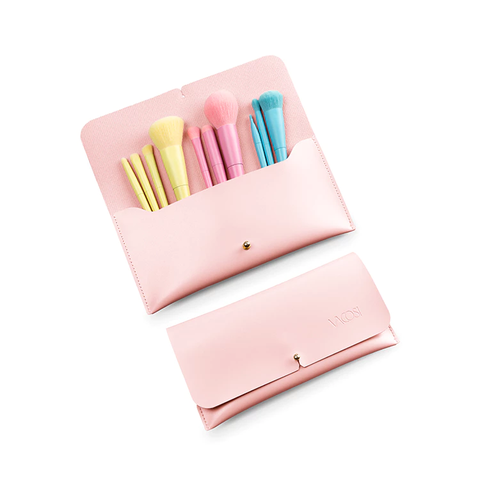 Bộ Cọ Cá Nhân 10 Cây & Ví Hồng Vacosi Candy Puffy Brush Set - BC34