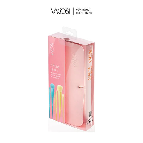 Bộ Cọ Cá Nhân 10 Cây & Ví Hồng Vacosi Candy Puffy Brush Set - BC34