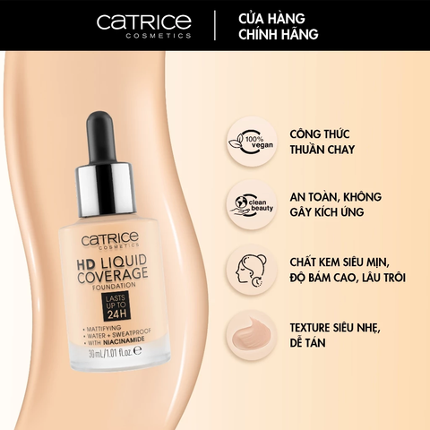 Kem Nền Catrice HD 24H HD Liquid Coverage Foundation 30ml